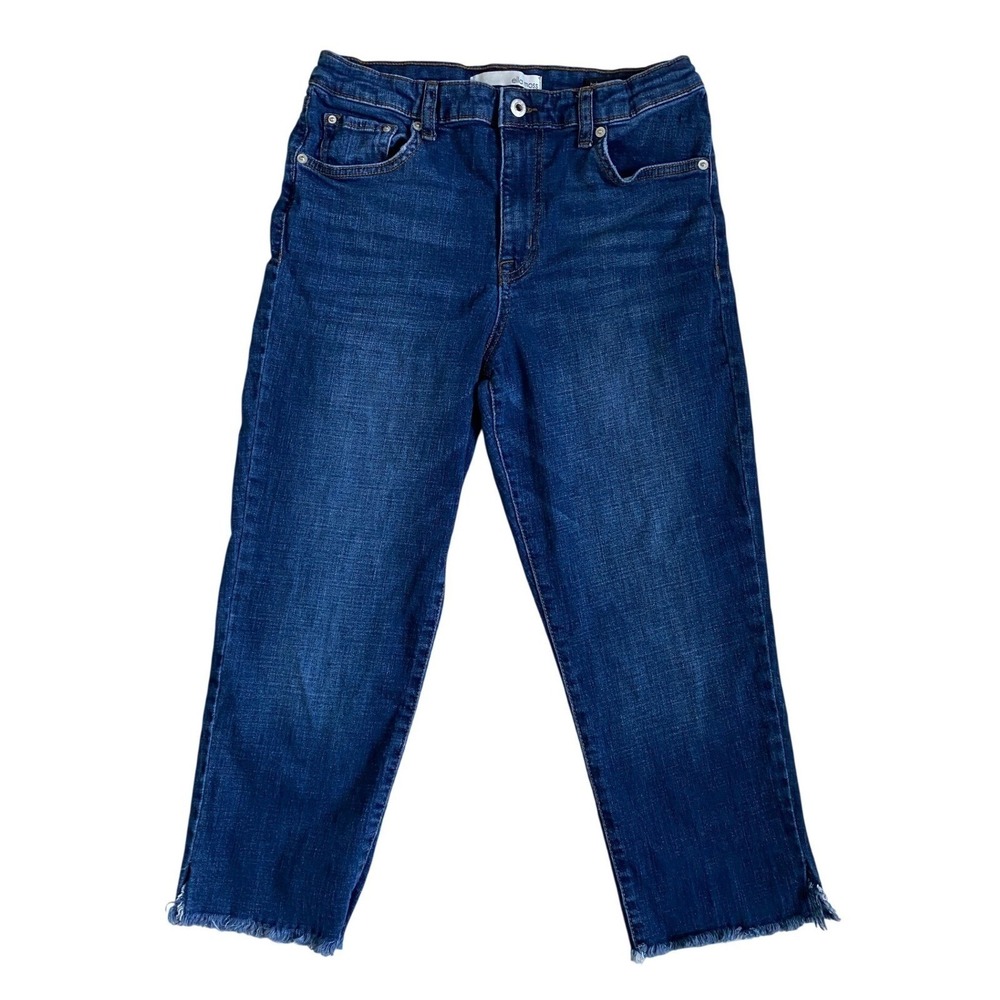 Ella Moss High Waist Straight Leg Jeans Dark Wash Raw Hem 10/30 CJEMB0339-NIX